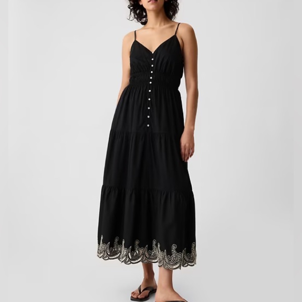 GAP Black Pleated Maxi Sundress